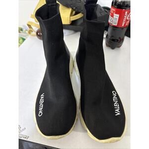 Mario Valentino Black Sock Sneakers 8.5 Black With White Soles